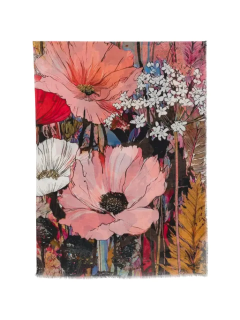 D'aniello floral-print leopard-pattern scarf Pink ELBA