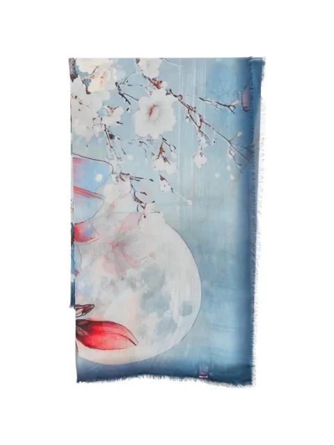 D'aniello floral-print frayed scarf Blue ELBA