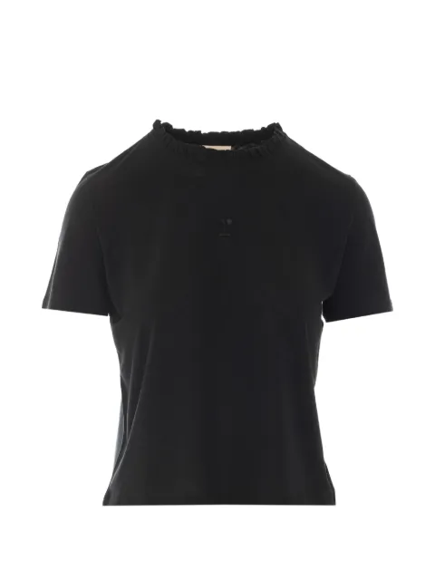 Repetto ruffled-trim logo-embroidered T-shirt Black S0777