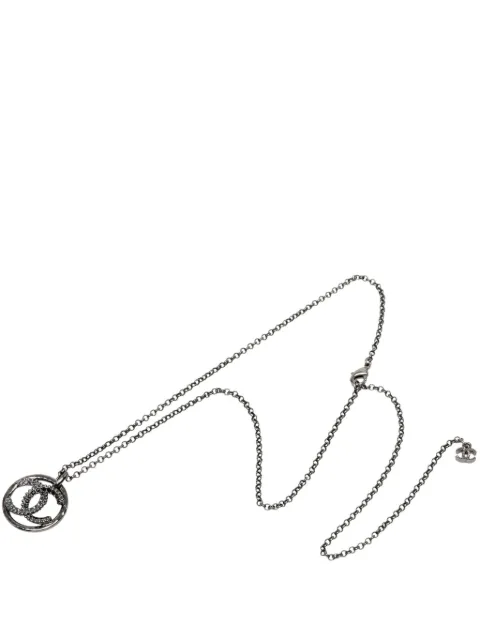 CHANEL Pre-Owned 2019 CC Ruthenium Plated Strass Pendant Necklace costume necklace Black BZGM7Y0KYON2BEOY