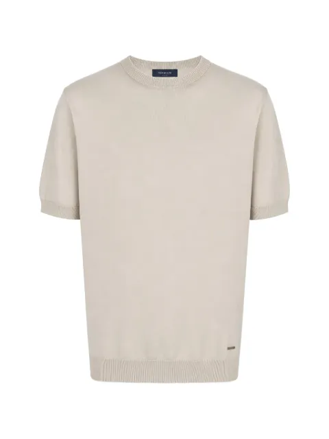Tombolini fine-knit ribbed-trim T-shirt Neutrals WM100ZMP6U040