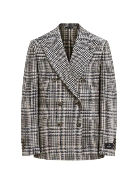 Tombolini Prince of Wales check double-breasted jacket Neutrals G113ELVNQ027