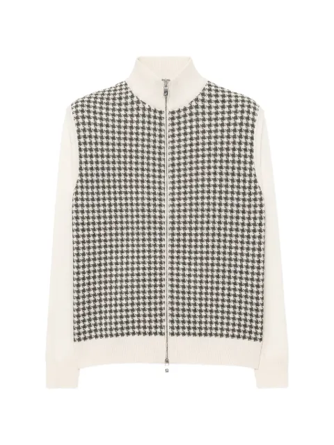 Tombolini houndstooth-pattern zip-up jacket Neutrals WMB3ELVGQ013