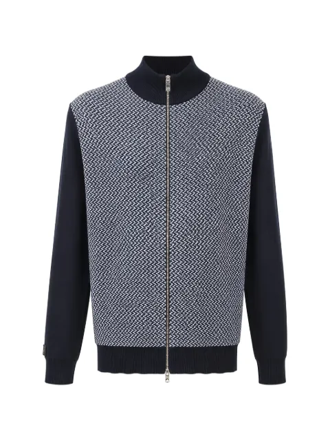 Tombolini herringbone-pattern zip-up cardigan Blue WMB3EY05F780