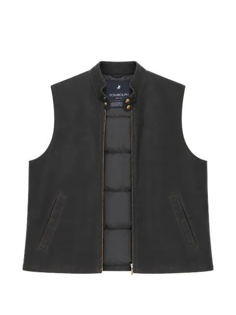 Tombolini suede high-neck gilet Blue SGP11ZP91