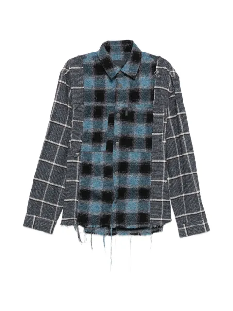Haikure check-pattern frayed shirt Blue HEM06057TF152