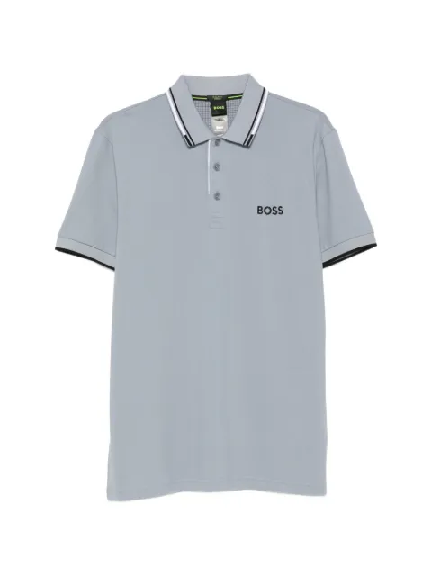 BOSS logo-print tipped polo shirt Blue 50469102