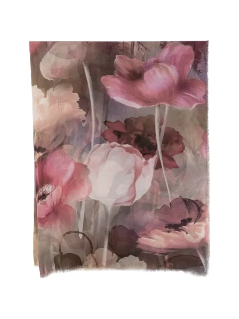 D'aniello floral-print frayed-edge scarf Pink ELBA