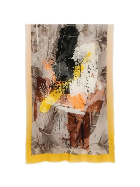 D'aniello abstract-print frayed scarf Neutrals MIKA