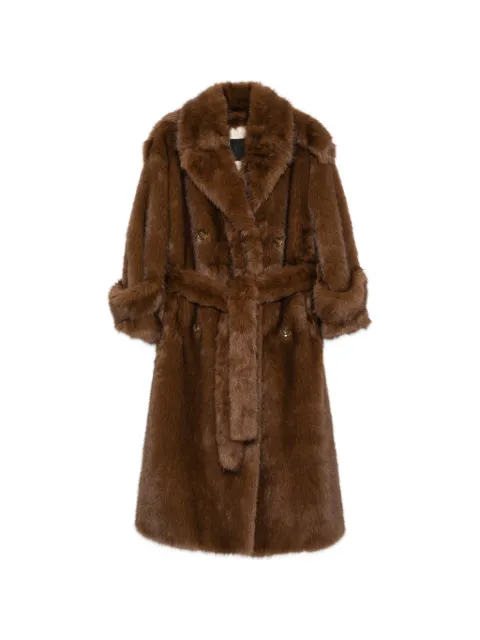 B&B COUTURE Farrah faux-fur belted coat Brown FW26FA1MINK