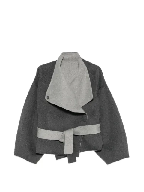 The Frankie Shop belted shawl-collar coat Grey COFS22690103