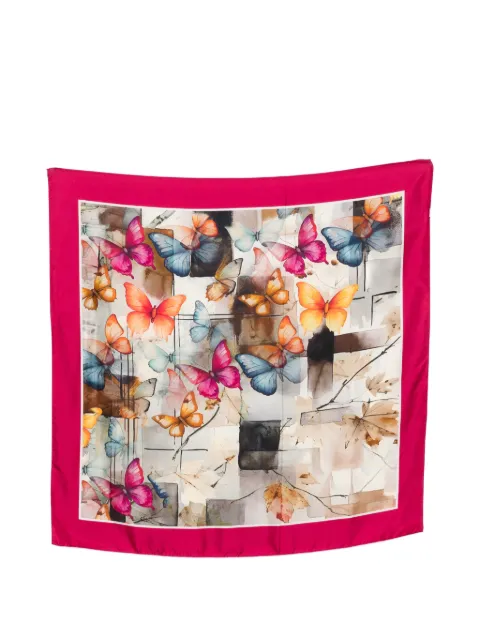 D'aniello butterfly-print square scarf Neutrals OCEANO