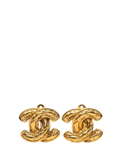 CHANEL Pre-Owned 1950-1970 CC Gold Plated Quilted Clip On Earrings costume earrings Gold R8BHPPS1BQ5ZF15F
