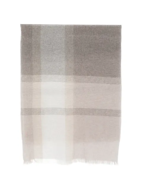 D'aniello Egina check-pattern fringed scarf Neutrals EGINA