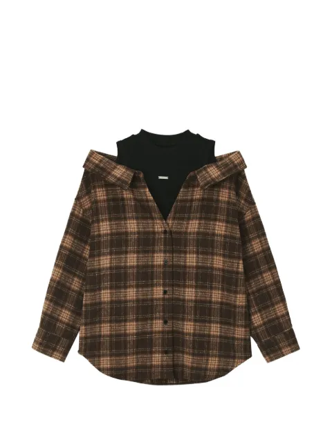 Musium Div. checked cold-shoulder shirt Brown MMUSTW01406X