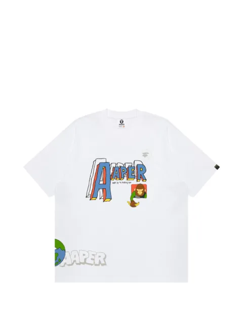 AAPE BY *A BATHING APE® AAPER graphic-print T-shirt White AAPTEM1955XXR
