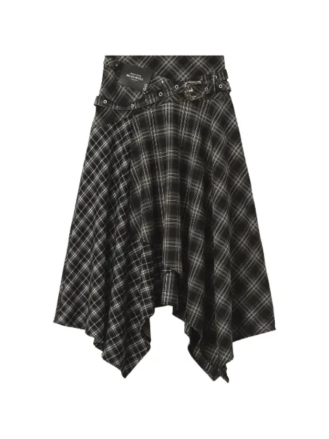Musium Div. check-pattern asymmetric skirt Black MMUSKW01417X