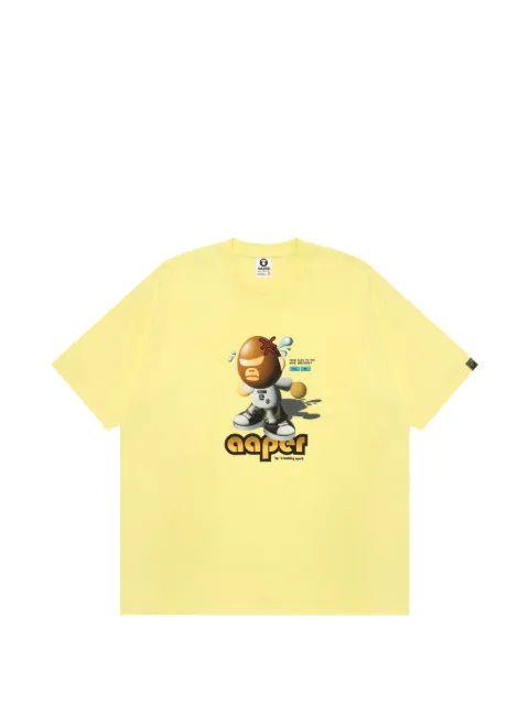 AAPE BY *A BATHING APE® Moonface graphic-print T-shirt Yellow ATE1954XXR