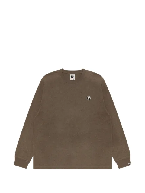 AAPE BY *A BATHING APE® moonface-patch long-sleeved T-shirt Brown AAPLTM1947XAR