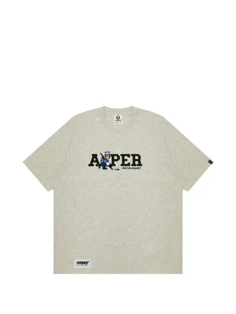 AAPE BY *A BATHING APE® graphic-print logo-patch T-shirt Grey AAPTEM10037AR