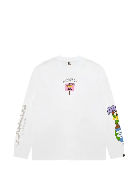 AAPE BY *A BATHING APE® AAPER graphic-print long-sleeved T-shirt White AAPLTM1952XXR