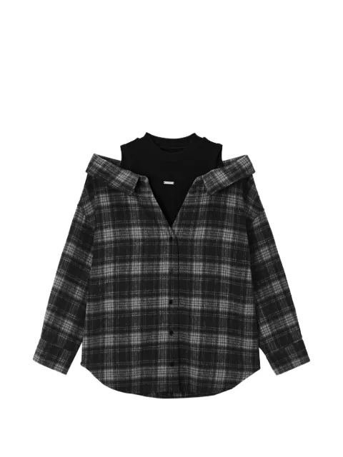 Musium Div. check-pattern layered-effect shirt Black MMUSTW01406X