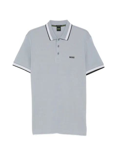 BOSS Paddy logo-embroidered tipped polo shirt Grey 50469055