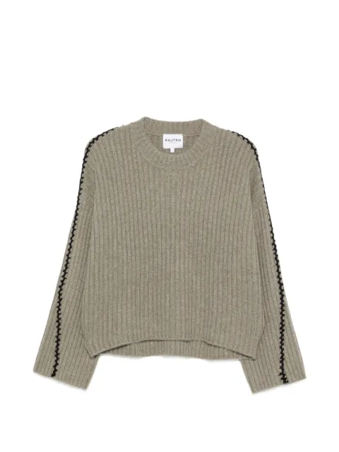kujten ribbed whipstitch-trim sweater Green F5134