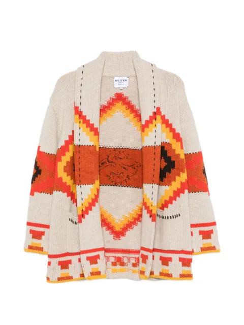 kujten intarsia-knit shawl-collar cardigan Neutrals F4672