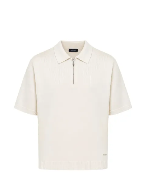 Tombolini zip-fastening knitted polo shirt Neutrals WM107ZMP6U020