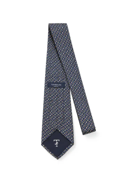 Tombolini horsebit-print silk tie Blue WK09ZSA7F780