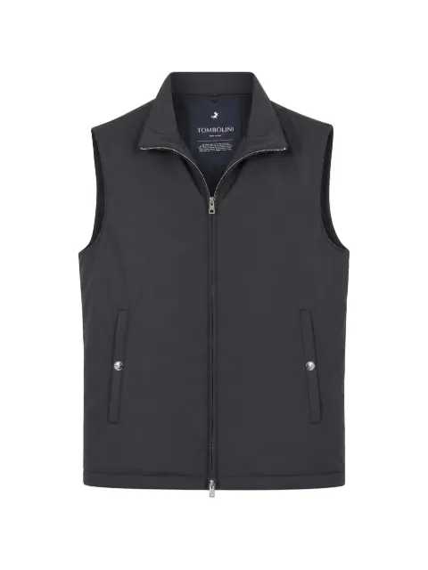 Tombolini logo-plaque zip-up gilet Blue SG26ELZE