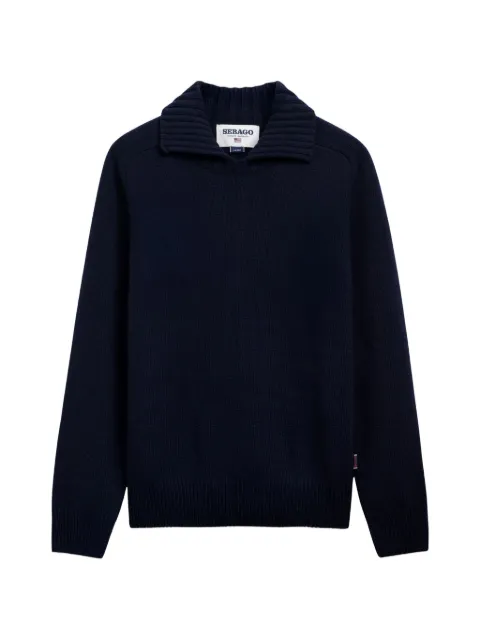 Sebago Swiftriver ribbed-collar raglan-sleeve sweater Blue 751284WWQ1