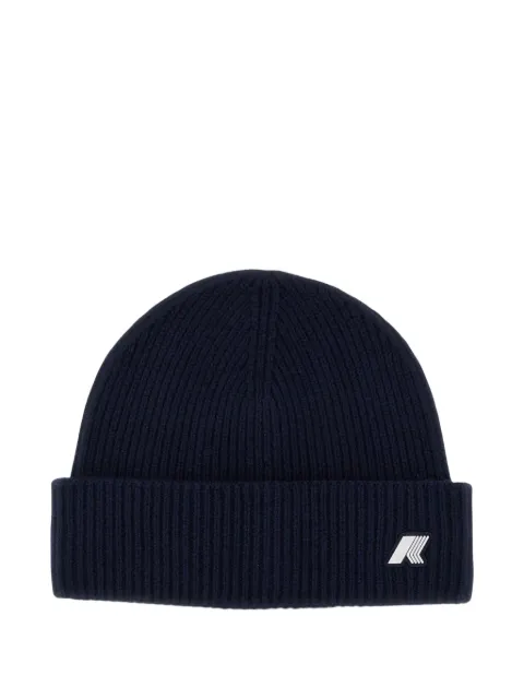 K-Way Brice ribbed-knit logo-patch beanie hat Blue K2132HW