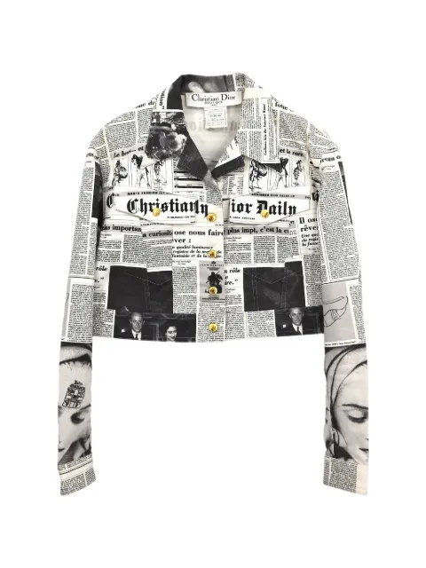 Christian Dior Pre-Owned 2000 Newspaper-print cropped jacket White 155119
