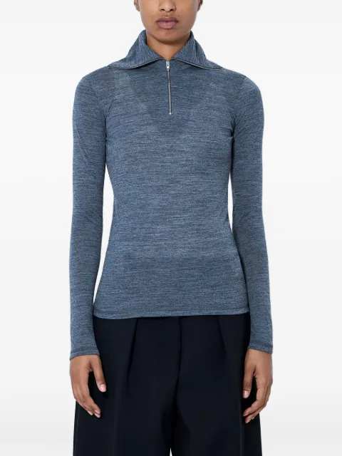 Jil Sander fine-knit quarter-zip polo top Grey J02GC0170J70021