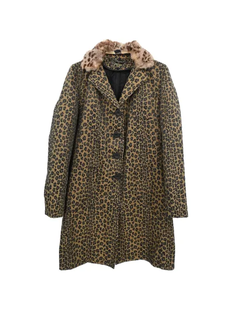 Fendi Pre-Owned 1990-2000s leopard-print faux-fur collar coat Brown 155124