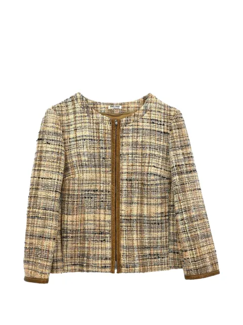 Miu Miu Pre-Owned zip-up tweed jacket Neutrals 125770
