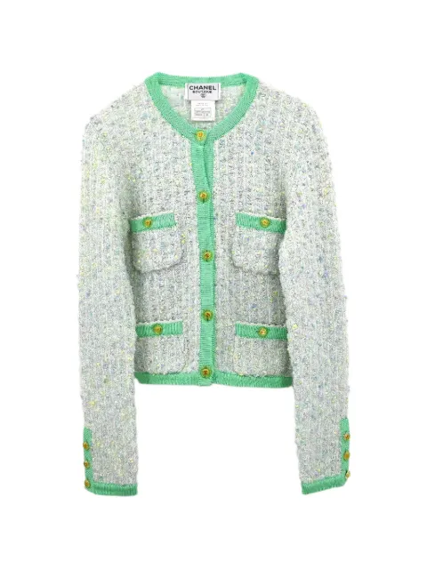 CHANEL Pre-Owned 1997 CC logo-button cardigan Green 155499