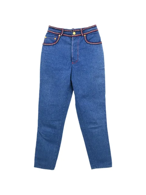 CHANEL Pre-Owned 1990-2000s CC Interlocking braided-trim jeans Blue 155118