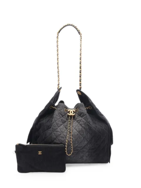 CHANEL Pre-Owned 2021s 25 large quilted chain-link tote bag Black 1099395HPGKX210