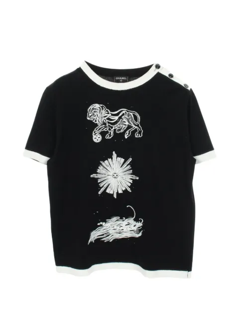 CHANEL Pre-Owned 1986-1988 Cocomark button T-shirt Black 1097949