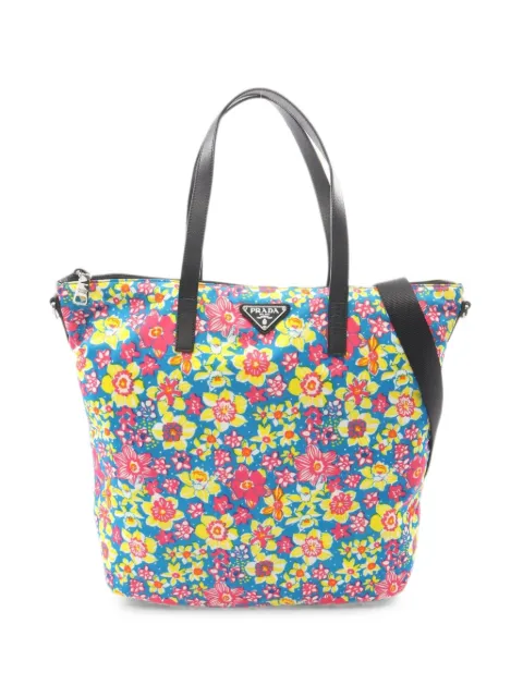 Prada Pre-Owned 2010s Tessuto Stampat floral tote bag Blue 1098859