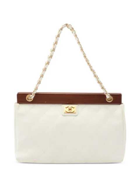 CHANEL Pre-Owned 2003-2004 matelassé Caviar tote bag White 10976178084269
