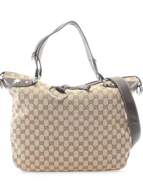 Gucci Pre-Owned 2010s Icon Bit Satchel GG canvas tote bag Neutrals 1097062