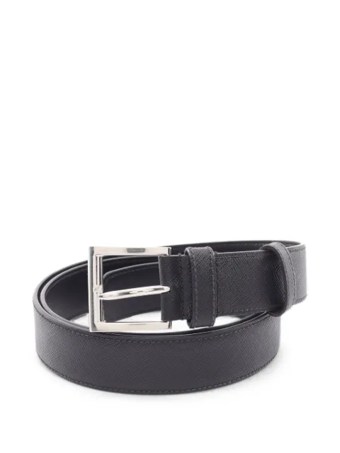 Prada Pre-Owned 2010s Saffiano triangle logo belt Black 1097773