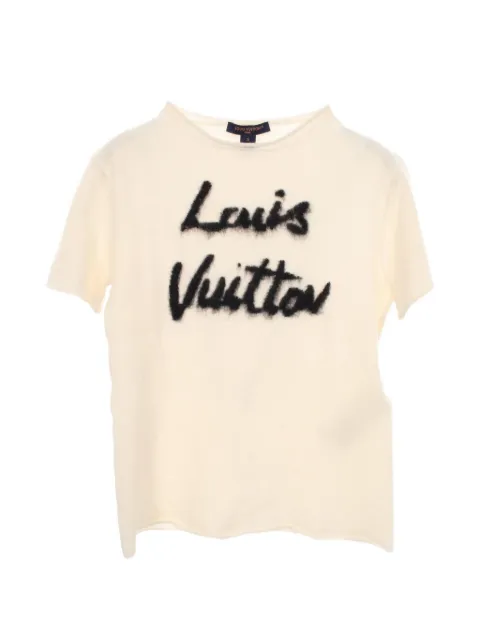 Louis Vuitton Pre-Owned 2010s brushed logo T-shirt Neutrals 1094490