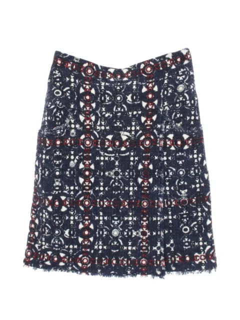 CHANEL Pre-Owned 1986-1988 Coco Mark tweed skirt Blue 1094463