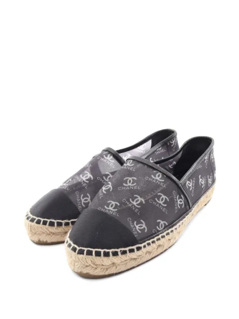 CHANEL Pre-Owned 1986-1988 logo mesh espadrilles Black 1097842