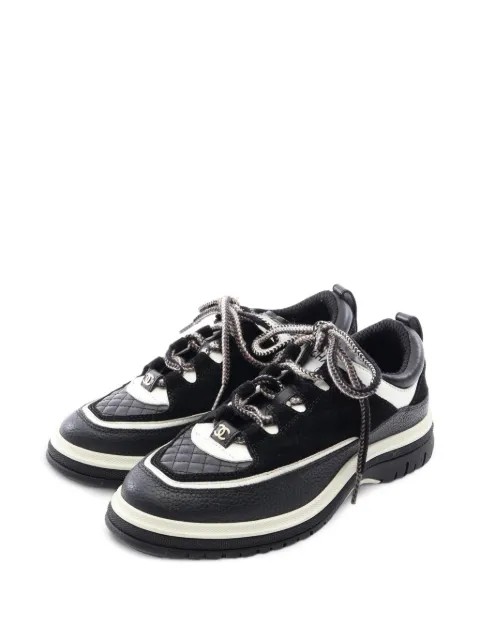 CHANEL Pre-Owned 1986-1988 Matelassé-detail low-top sneakers Black 1094846